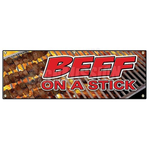 BEEF ON A STICK BANNER SIGN food vendor steak beef grill bbq meat restaurant